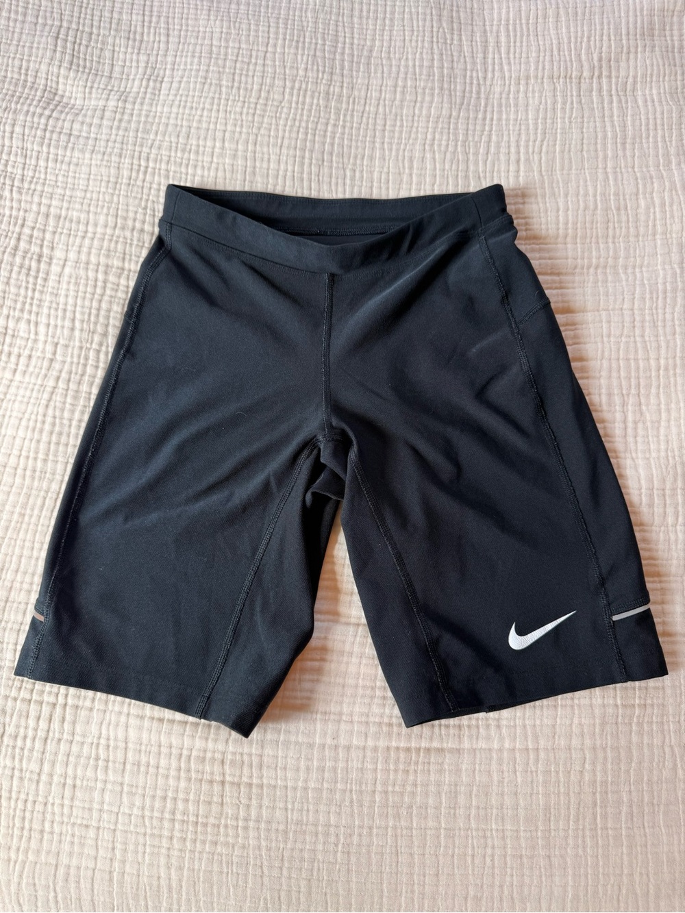 Nike Black Bike Shorts with White Swoosh running tights hyrox